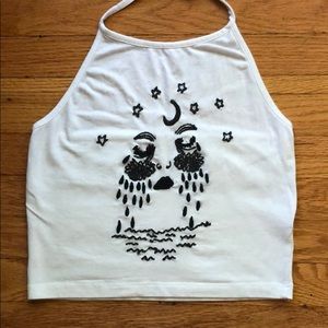 Embroidered Brandy Melville Halter Top
